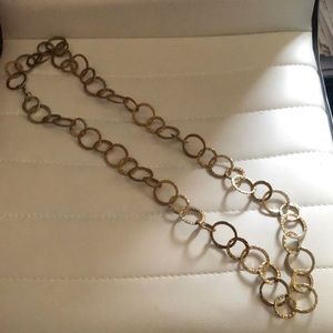 Long gold chain loop necklace